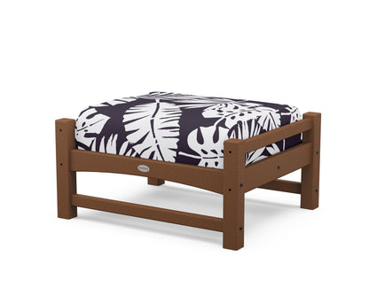 POLYWOOD® Club Ottoman in Teak / Leaf Navy