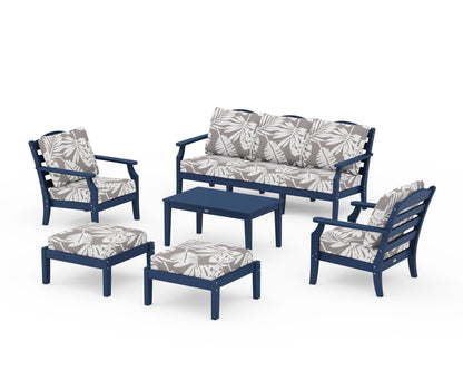 Draper James™ by  POLYWOOD® Savannah 6-Piece Lounge Sofa Set in Navy / Leaf Grey Mist