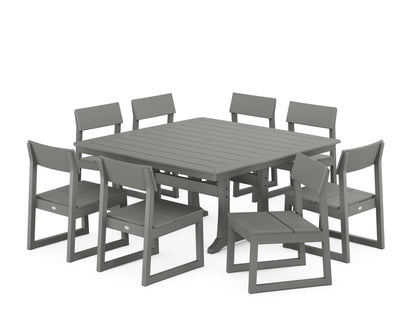 POLYWOOD® EDGE Side Chair 9-Piece Dining Set with Trestle Legs in Slate Grey