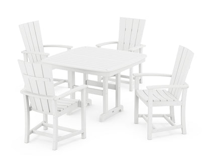 POLYWOOD® Quattro 5-Piece Dining Set with Trestle Legs in White