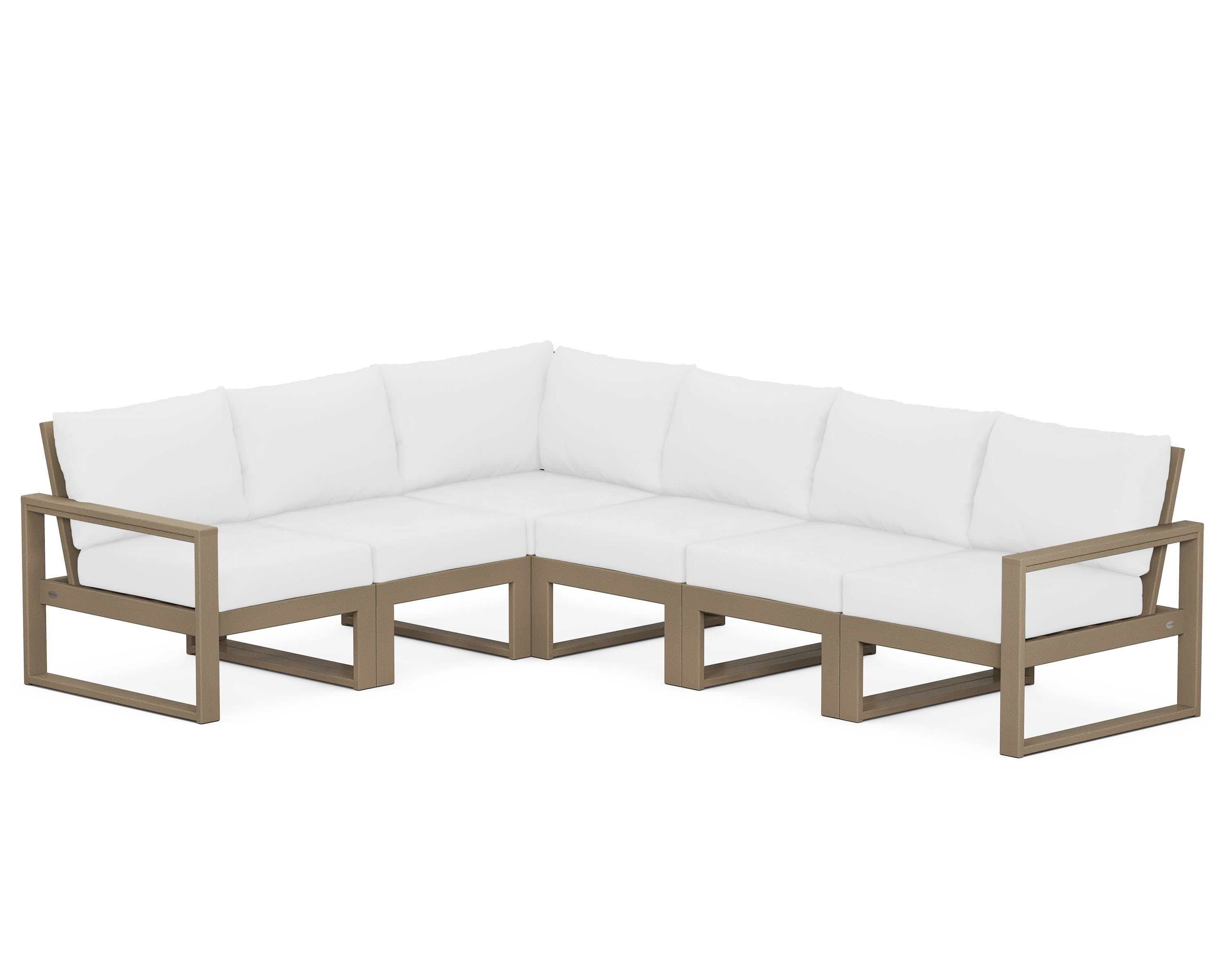 POLYWOOD® EDGE 6-Piece Modular Deep Seating Set in Vintage Sahara / Natural