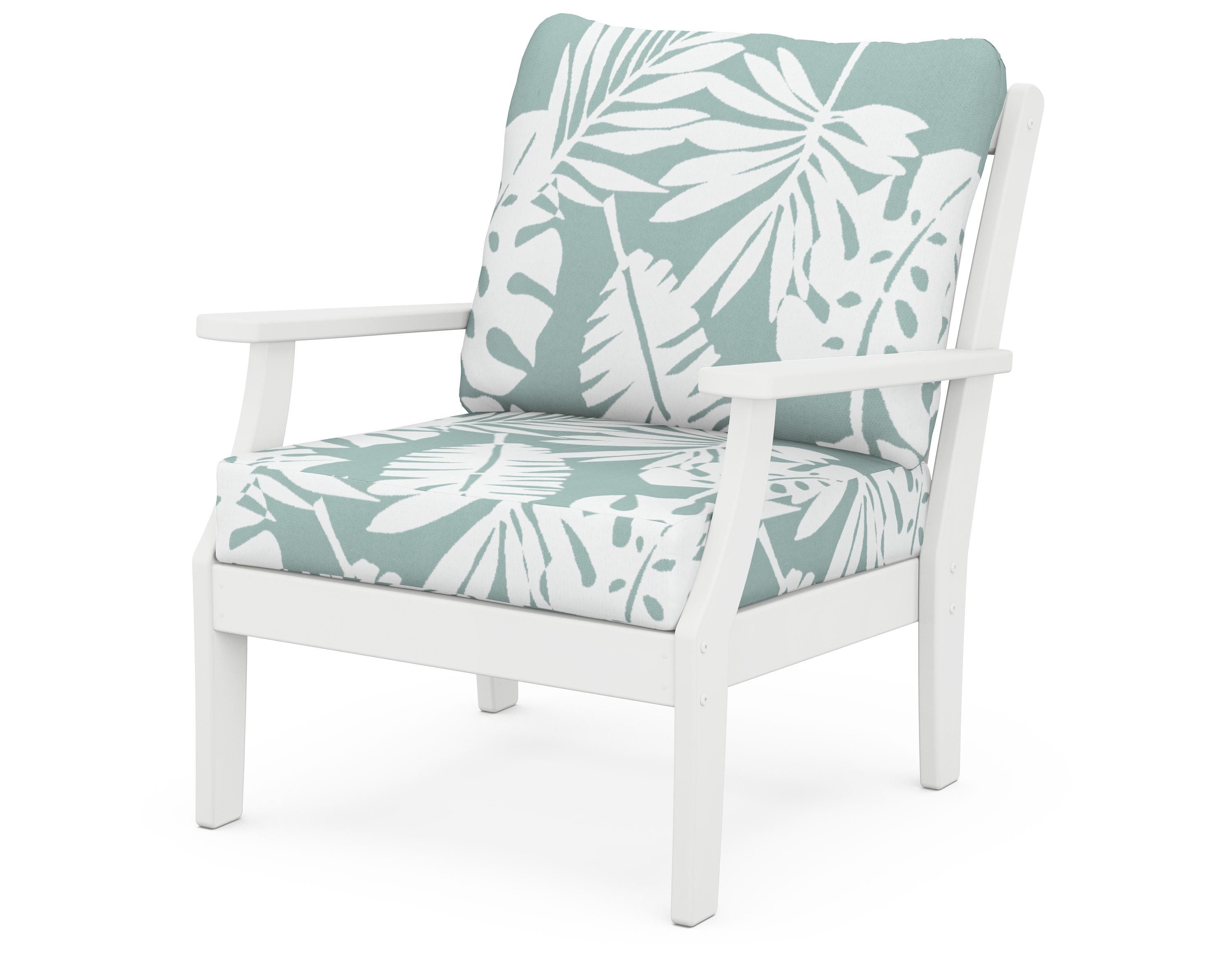 POLYWOOD® Braxton Deep Seating Chair in White / Leaf Glacier Spa