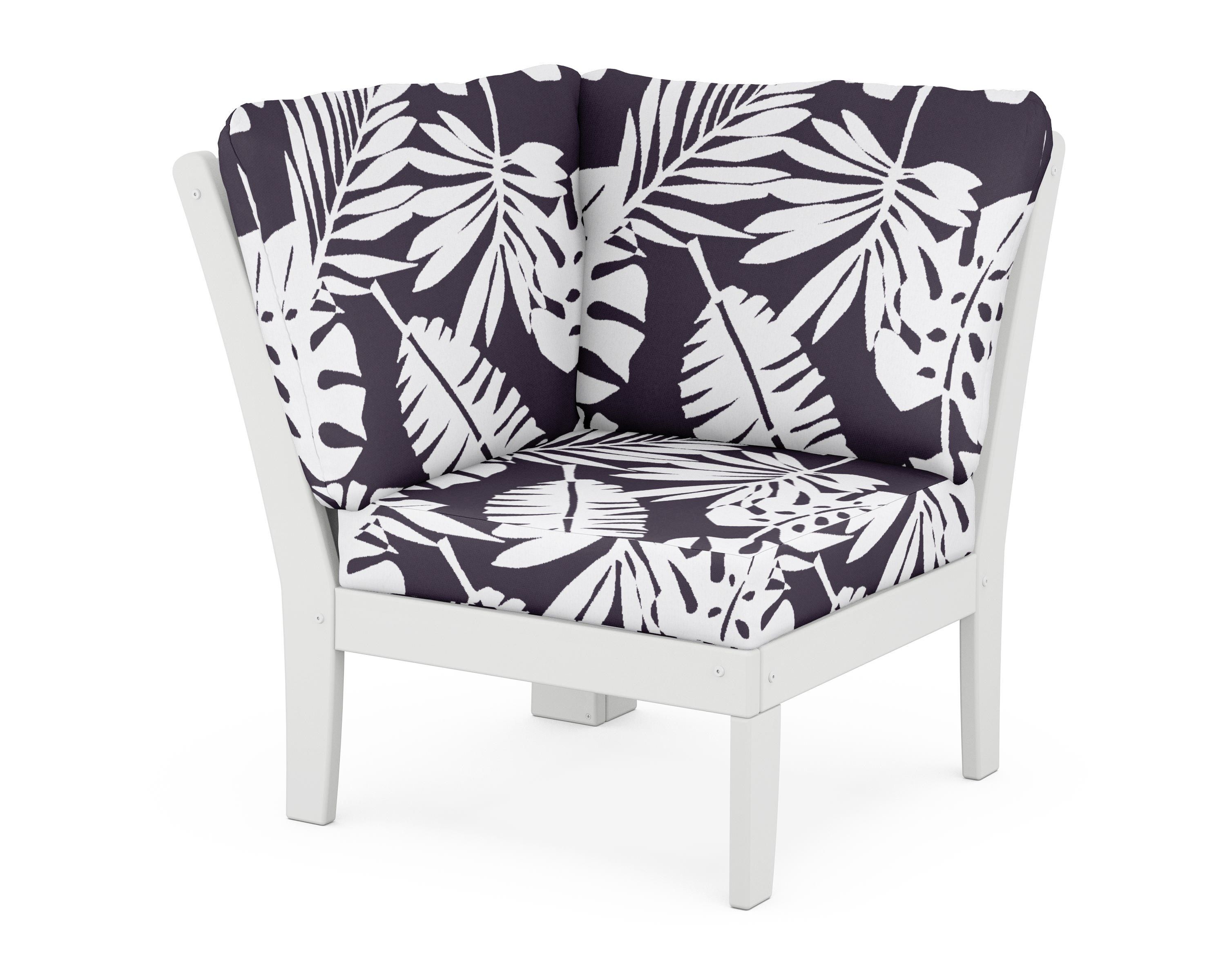 POLYWOOD® Braxton Modular Corner Chair in White / Leaf Navy