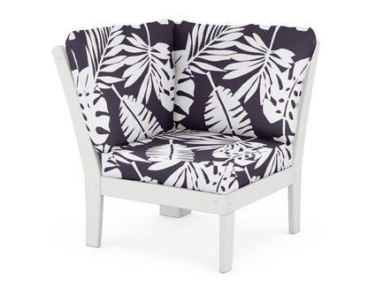 POLYWOOD® Braxton Modular Corner Chair in White / Leaf Navy