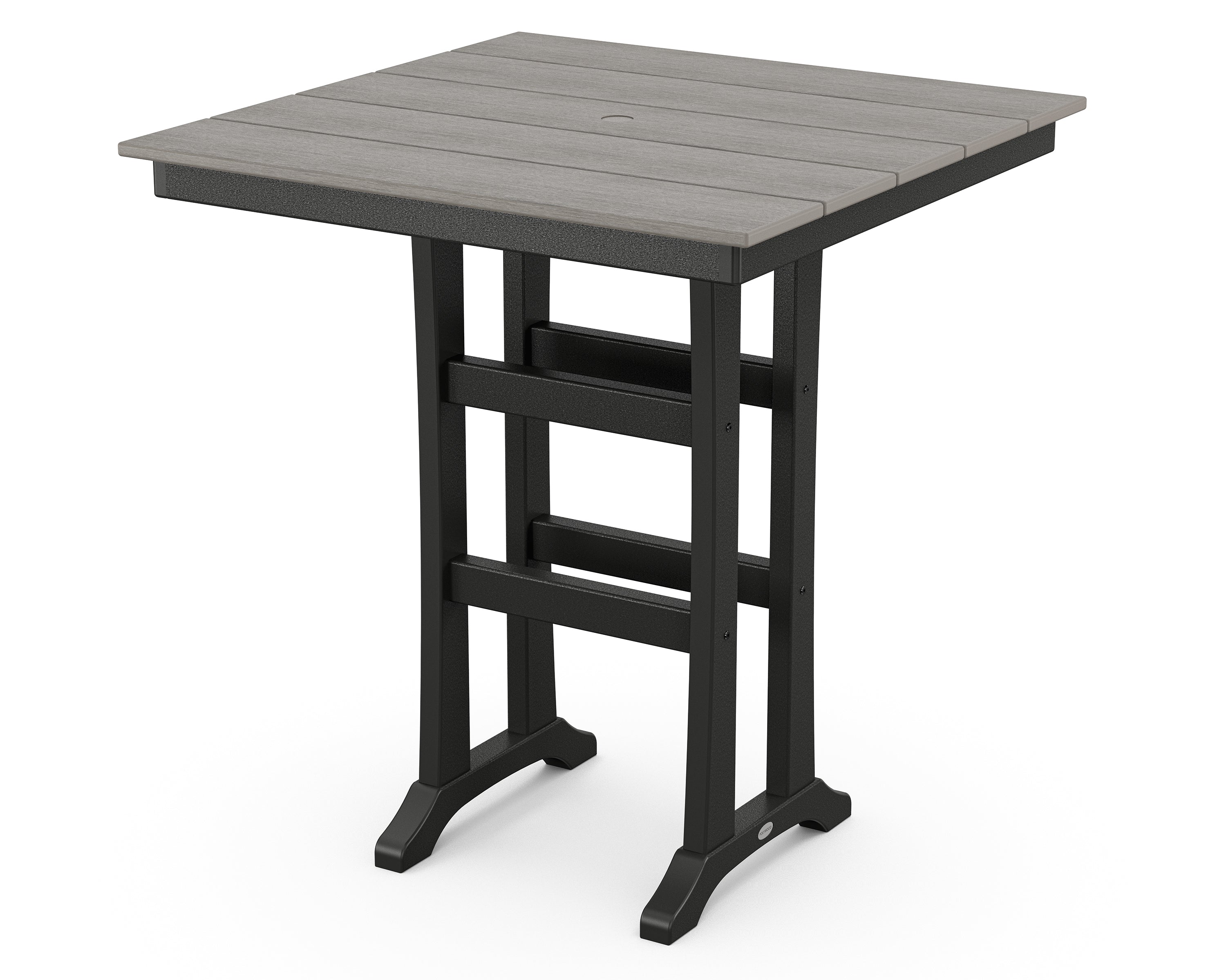 POLYWOOD® Farmhouse Trestle 37" Bar Table in Black / Driftwood