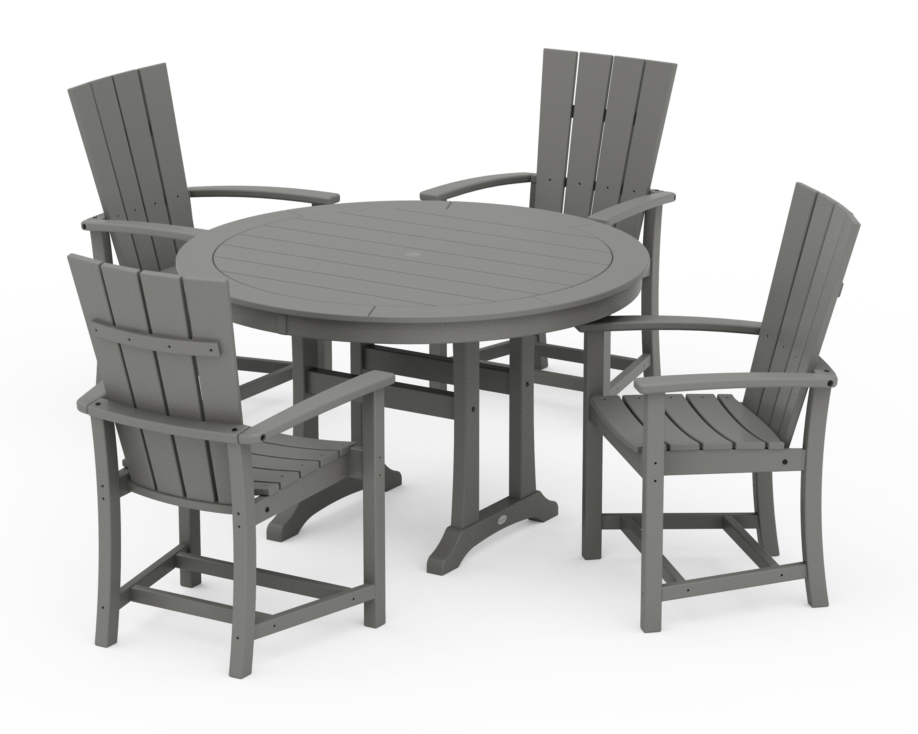 POLYWOOD® Quattro 5-Piece Round Dining Set with Trestle Legs in Slate Grey