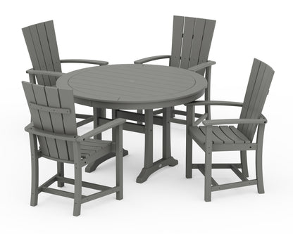 POLYWOOD® Quattro 5-Piece Round Dining Set with Trestle Legs in Slate Grey