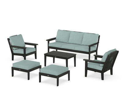 Country Living Cottage 6-Piece Lounge Sofa Set in Black / Glacier Spa