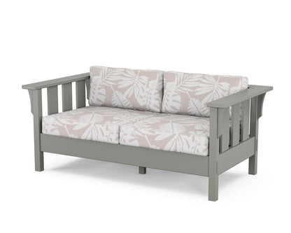 Martha Stewart by POLYWOOD® Acadia Deep Seating Loveseat in Slate Grey / Leaf Dune Burlap