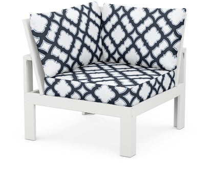Unbranded Modular Corner Chair in White / Trellis Marine Indigo
