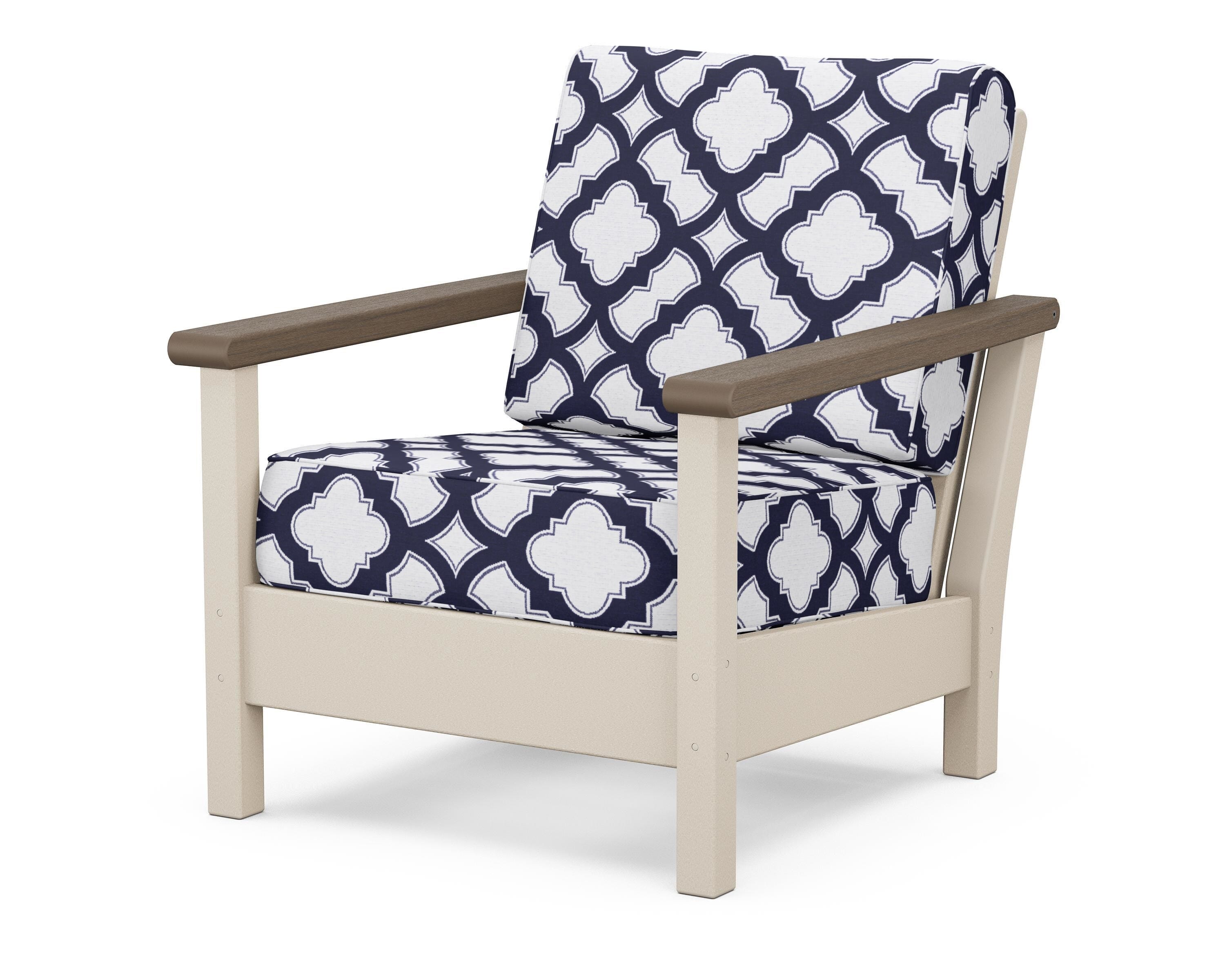 POLYWOOD® Harbour Deep Seating Chair in Sand / Kona / Trellis Navy