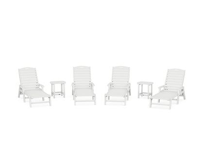 POLYWOOD® Nautical Chaise 6-Piece Set with Arms in White