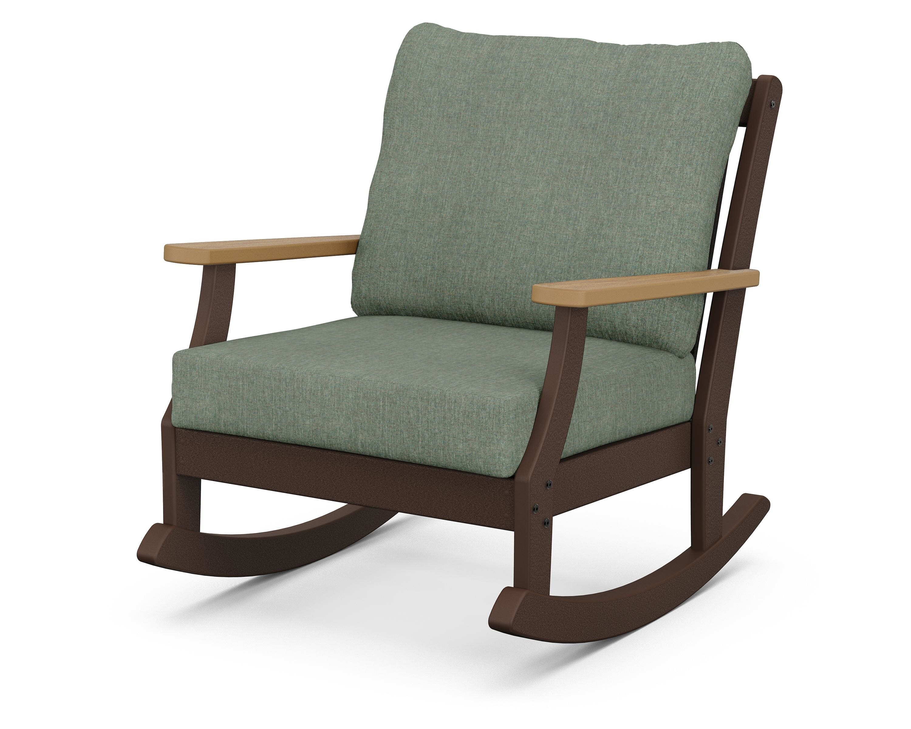 POLYWOOD® Braxton Deep Seating Rocking Chair in Mahogany / Natural / Cast Sage