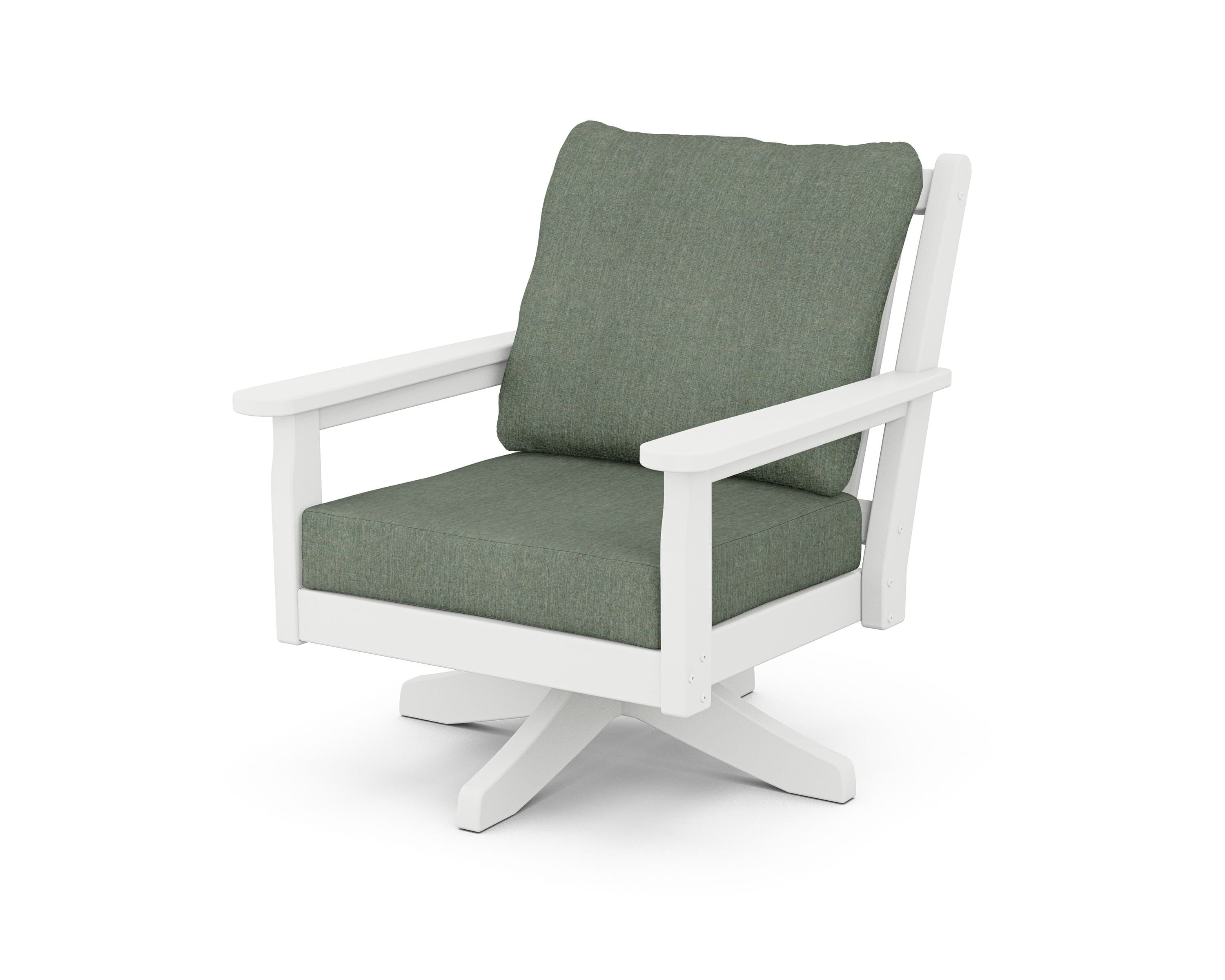 POLYWOOD® Chippendale Deep Seating Swivel Chair in White / Cast Sage