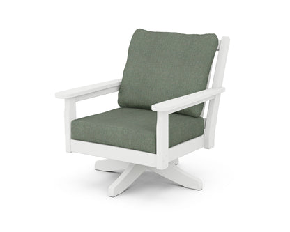 POLYWOOD® Chippendale Deep Seating Swivel Chair in White / Cast Sage