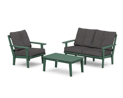 POLYWOOD® Prairie 3-Piece Deep Seating Set with Loveseat in Green / Ash Charcoal