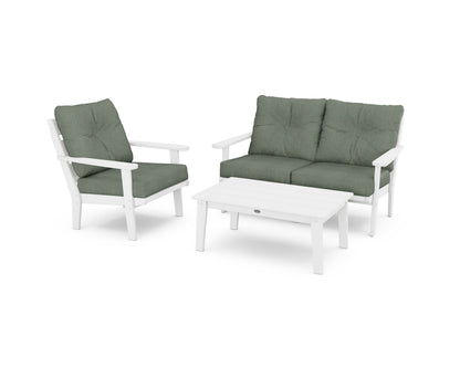 POLYWOOD® Lakeside 3-Piece Deep Seating Set in White / Cast Sage