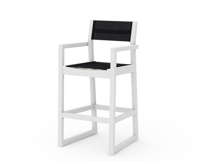 POLYWOOD® EDGE Sling Bar Arm Chair in White / Black Sling