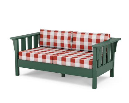 Martha Stewart by POLYWOOD® Acadia Deep Seating Loveseat in Green / Buffalo Plaid Crimson