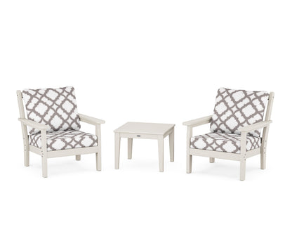 POLYWOOD® Chippendale 3-Piece Deep Seating Set in Sand / Trellis Grey Mist