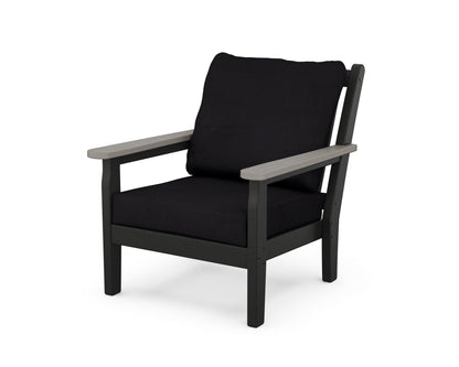 POLYWOOD® Chippendale Deep Seating Chair in Black / Driftwood / Midnight Linen