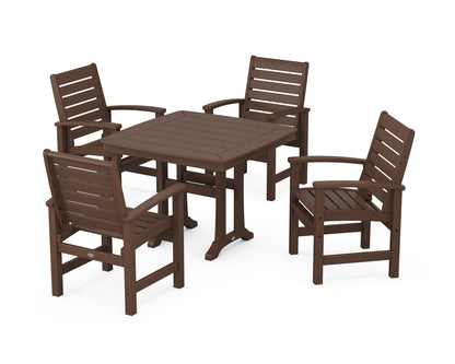 POLYWOOD® Signature 5-Piece Dining Set with Trestle Legs in Mahogany