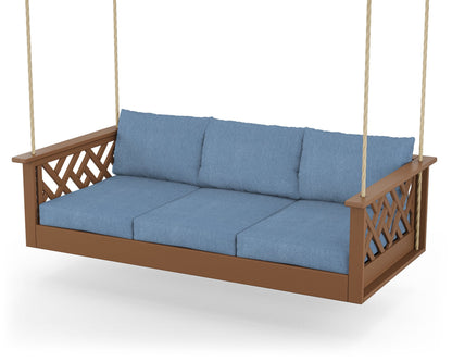 POLYWOOD® Chippendale Daybed Swing in Teak / Sky Blue