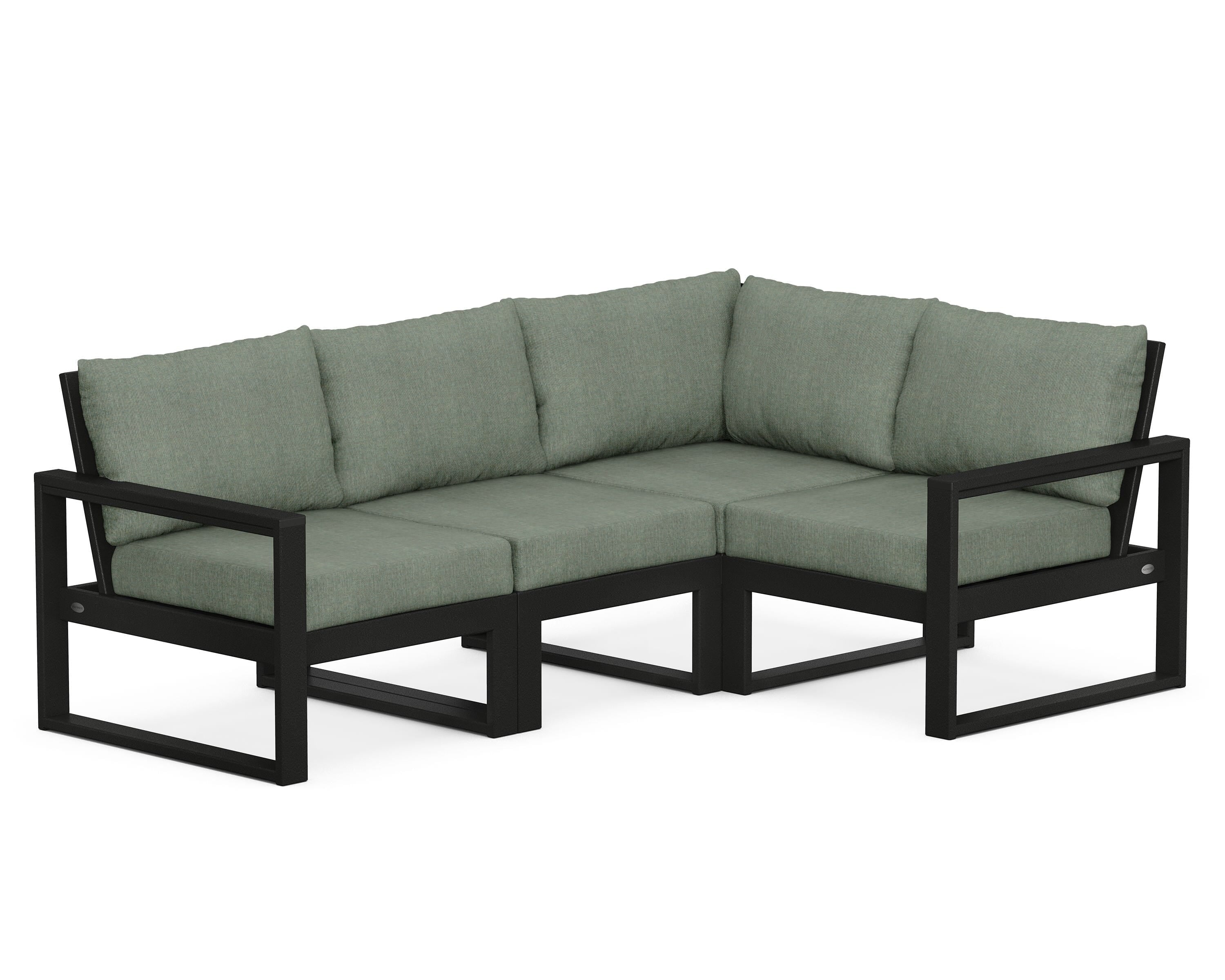 POLYWOOD® EDGE 4-Piece Modular Deep Seating Set in Black / Cast Sage