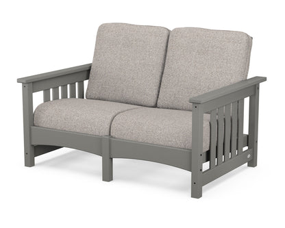 POLYWOOD® Club Mission Loveseat in Slate Grey / Weathered Tweed