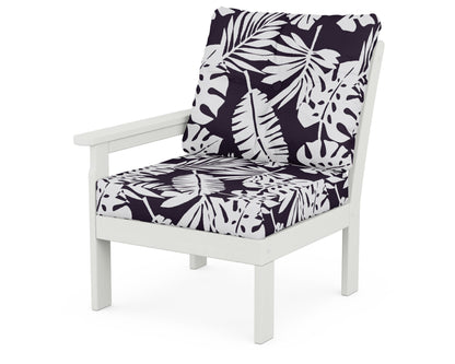 POLYWOOD® Vineyard Modular Left Arm Chair in Vintage White / Leaf Navy
