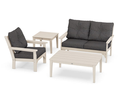 POLYWOOD® Vineyard 4-Piece Deep Seating Set in Sand / Ash Charcoal