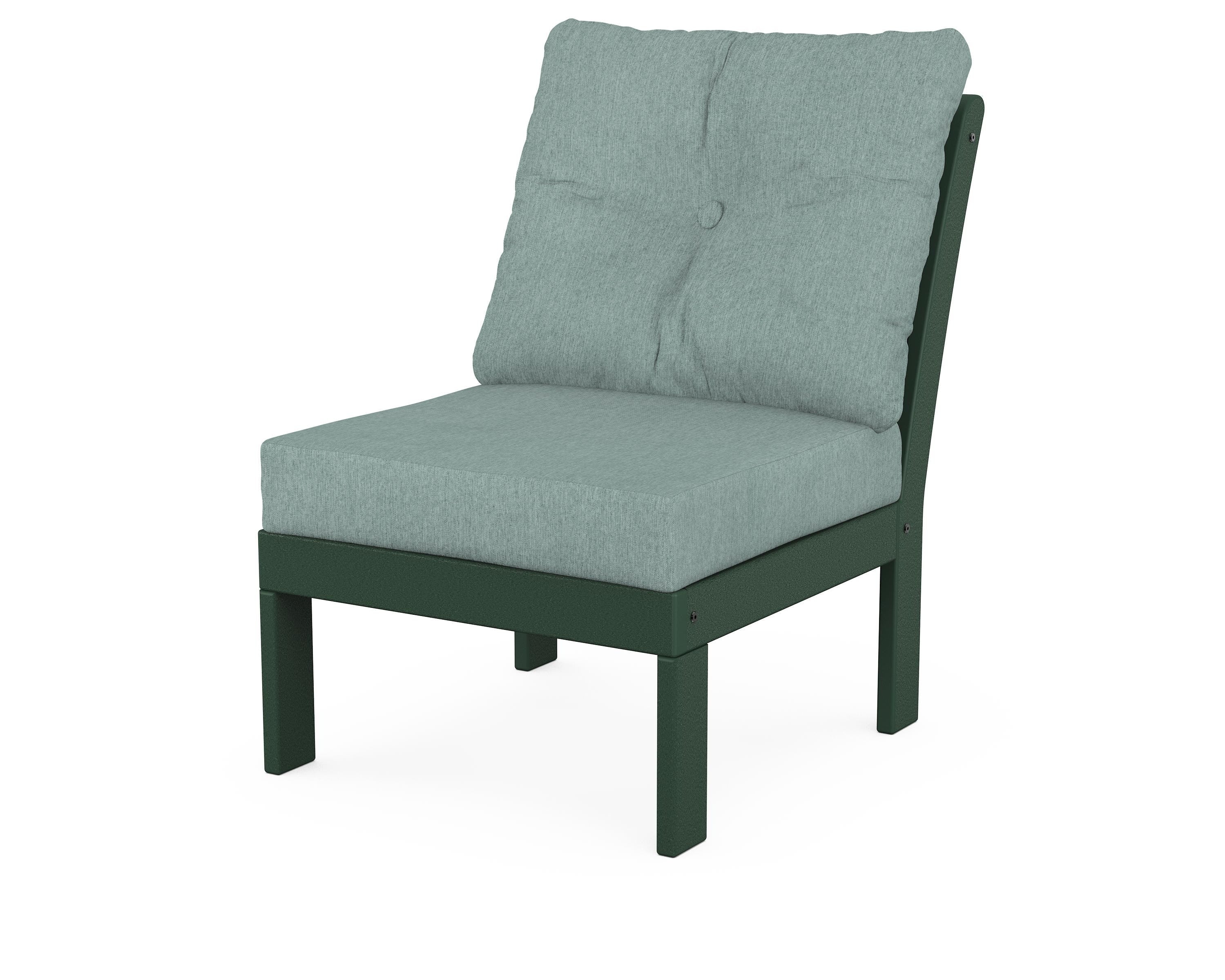 POLYWOOD® Vineyard Modular Armless Chair in Green / Glacier Spa