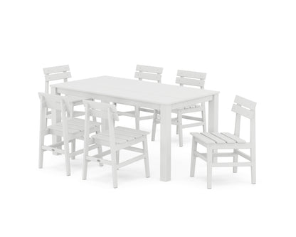 POLYWOOD® Modern Studio Plaza Chair 7-Piece Parsons Table Dining Set in White