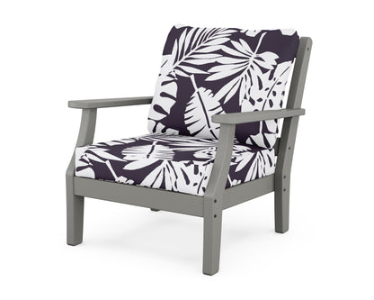 Martha Stewart by POLYWOOD® Chinoiserie Deep Seating Chair in Slate Grey / Leaf Navy