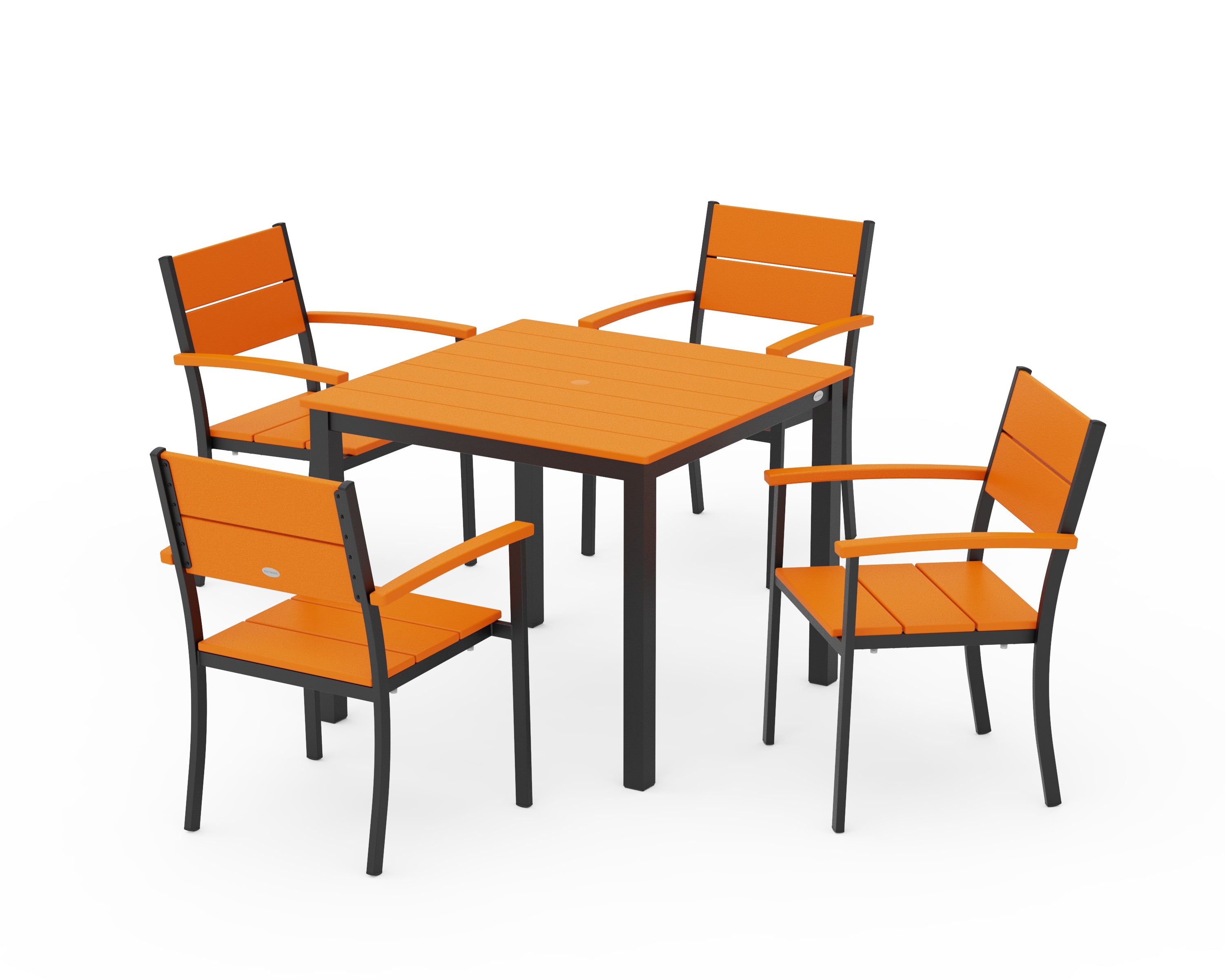 POLYWOOD® Main Street 5-Piece Dining Set in Black / Tangerine