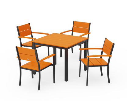 POLYWOOD® Main Street 5-Piece Dining Set in Black / Tangerine