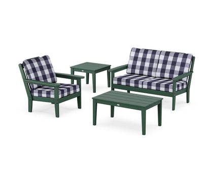 Country Living Wovendale 4-Piece Deep Seating Set in Green / Buffalo Plaid Navy