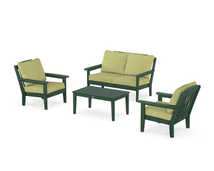 Country Living Cottage 4-Piece Deep Seating Set with Loveseat in Green / Chartreuse Boucle
