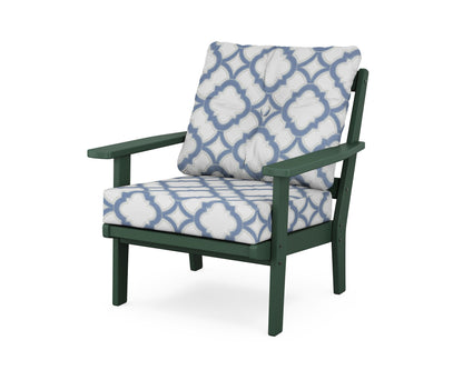 POLYWOOD® Oxford Deep Seating Chair in Green / Trellis Sky Blue