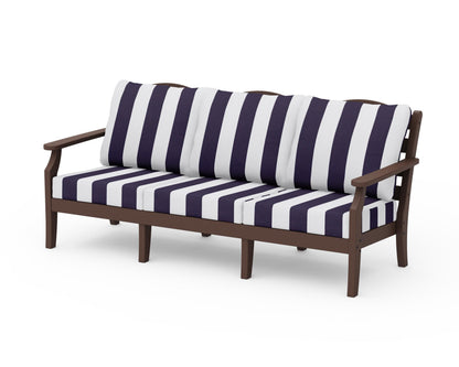 Draper James™ by  POLYWOOD® Savannah Deep Seating Sofa in Mahogany / Cabana Stripe Navy
