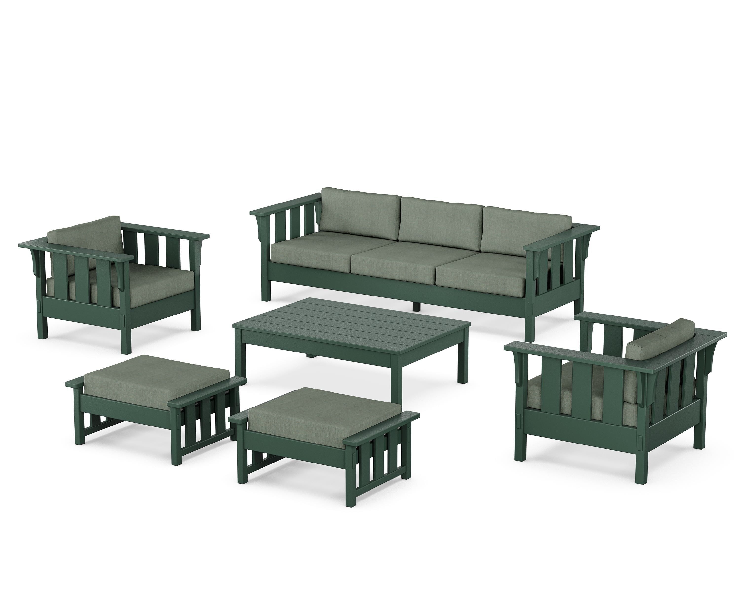 Martha Stewart by POLYWOOD® Acadia 6-Piece Lounge Sofa Set in Green / Cast Sage