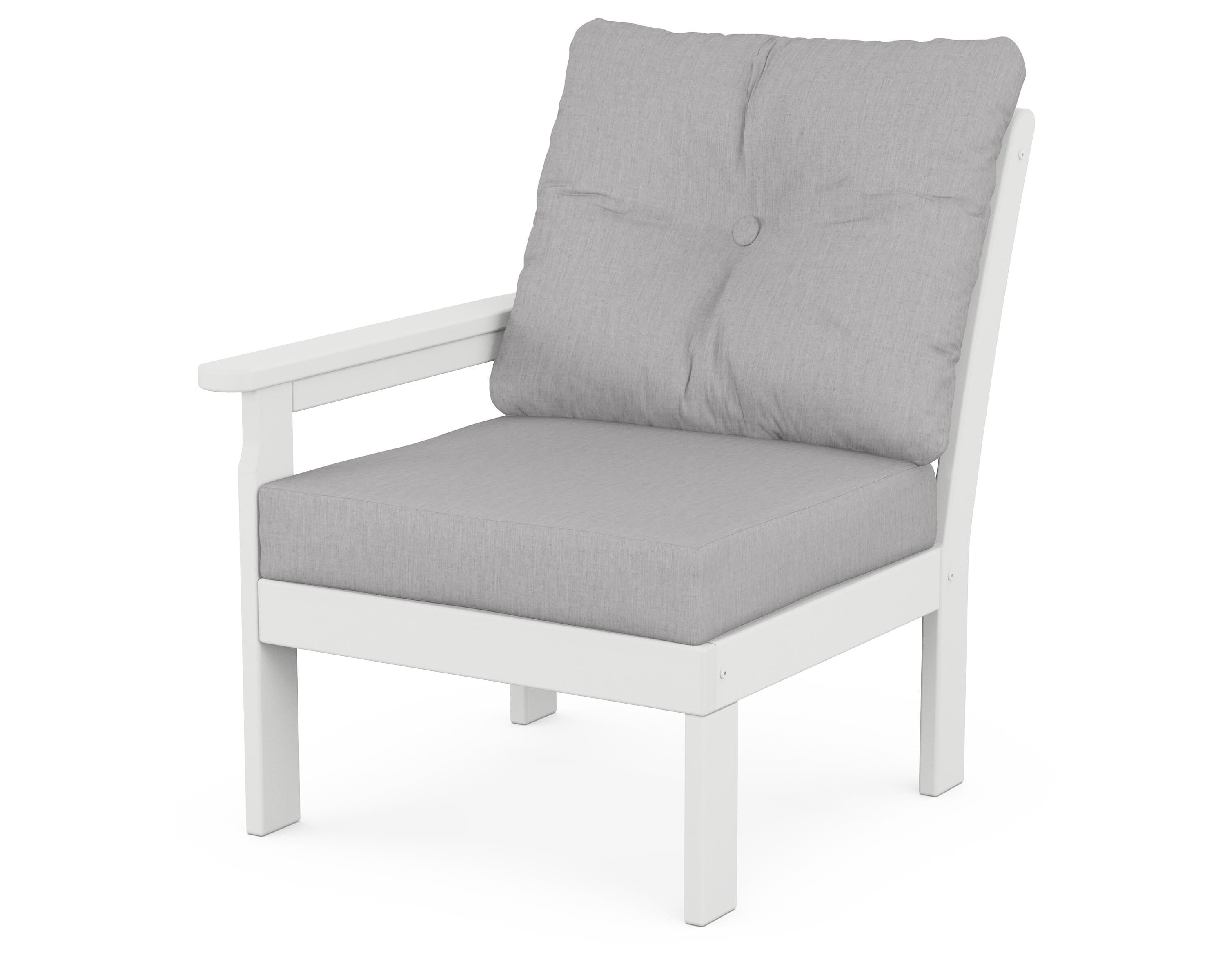 POLYWOOD® Vineyard Modular Left Arm Chair in White / Granite