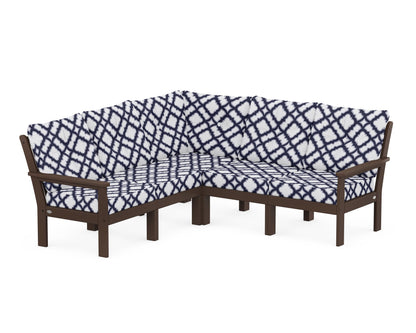 POLYWOOD® Vineyard 5-Piece Sectional in Mahogany / Trellis Navy