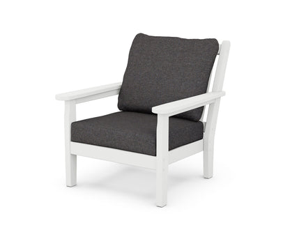POLYWOOD® Chippendale Deep Seating Chair in White / Ash Charcoal