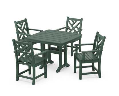 POLYWOOD® Chippendale 5-Piece Dining Set with Trestle Legs in Green