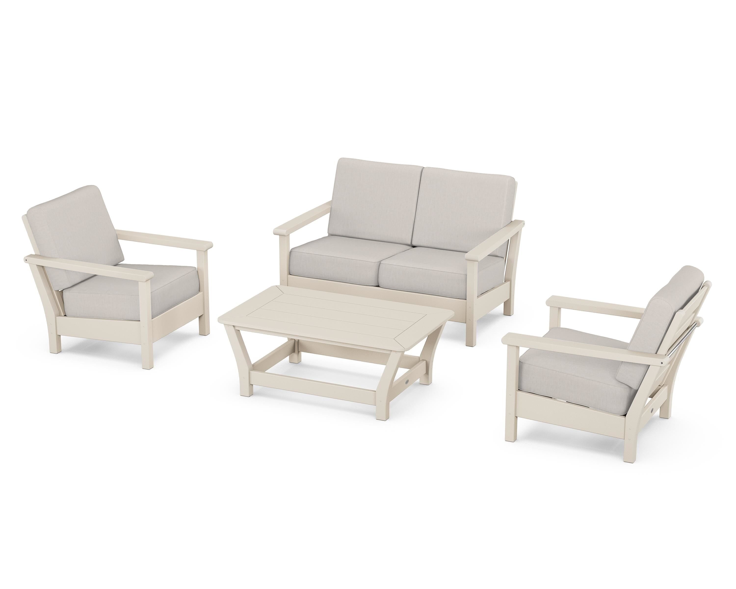 POLYWOOD® Harbour 4-Piece Deep Seating Set in Sand / Cast Ash