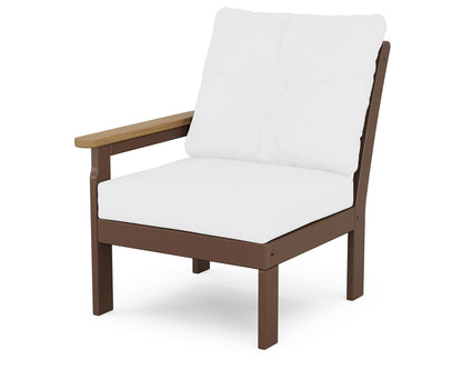 POLYWOOD® Vineyard Modular Left Arm Chair in Mahogany / Natural / Natural