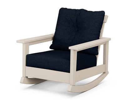 POLYWOOD® Prescott Deep Seating Rocking Chair in Sand / Marine Indigo
