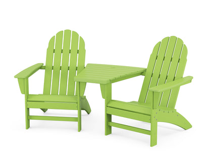 POLYWOOD® Vineyard 3-Piece Adirondack Set with Angled Connecting Table in Lime