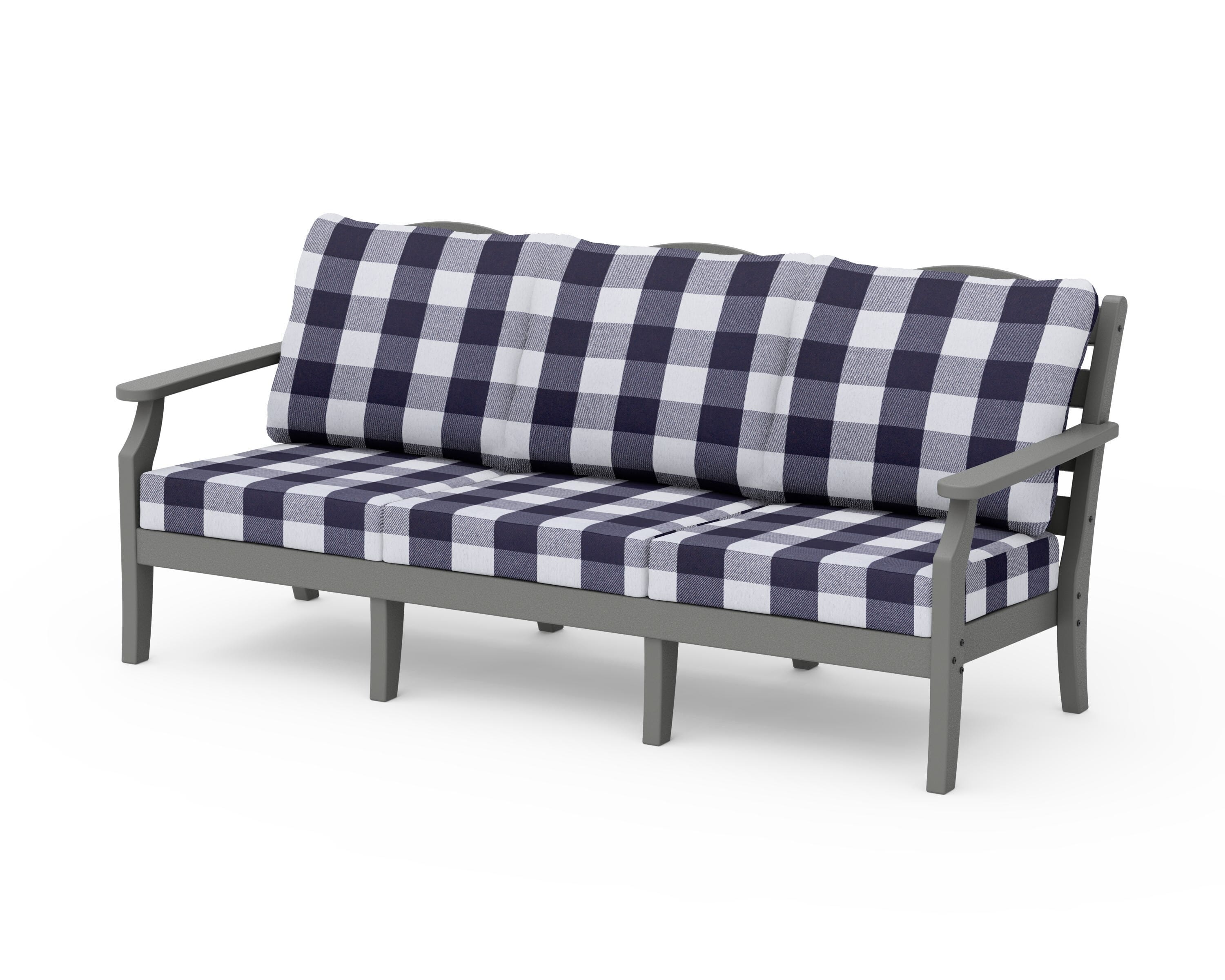 Draper James™ by  POLYWOOD® Savannah Deep Seating Sofa in Slate Grey / Buffalo Plaid Navy